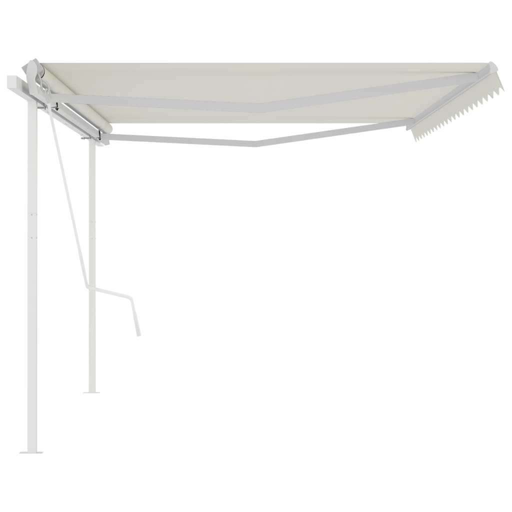 Automatic retractable awning with poles 5x3 m cream white