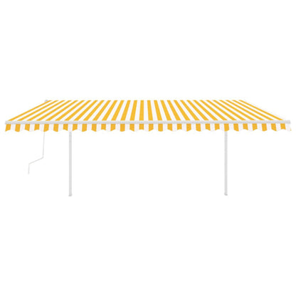 Automatic retractable awning with poles 5x3 m yellow and white