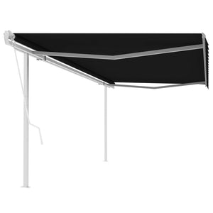 Automatic retractable awning with poles 5x3 m anthracite