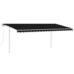 Automatic retractable awning with poles 5x3 m anthracite