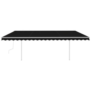 Automatic retractable awning with poles 5x3 m anthracite