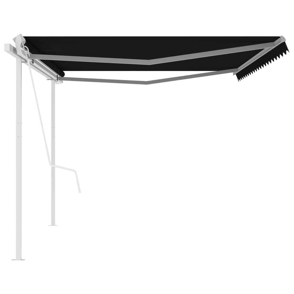 Automatic retractable awning with poles 5x3 m anthracite