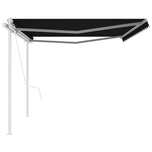 Automatic retractable awning with poles 5x3 m anthracite