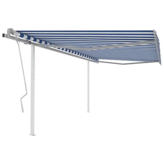 Manual retractable awning 4x3.5 m blue and white