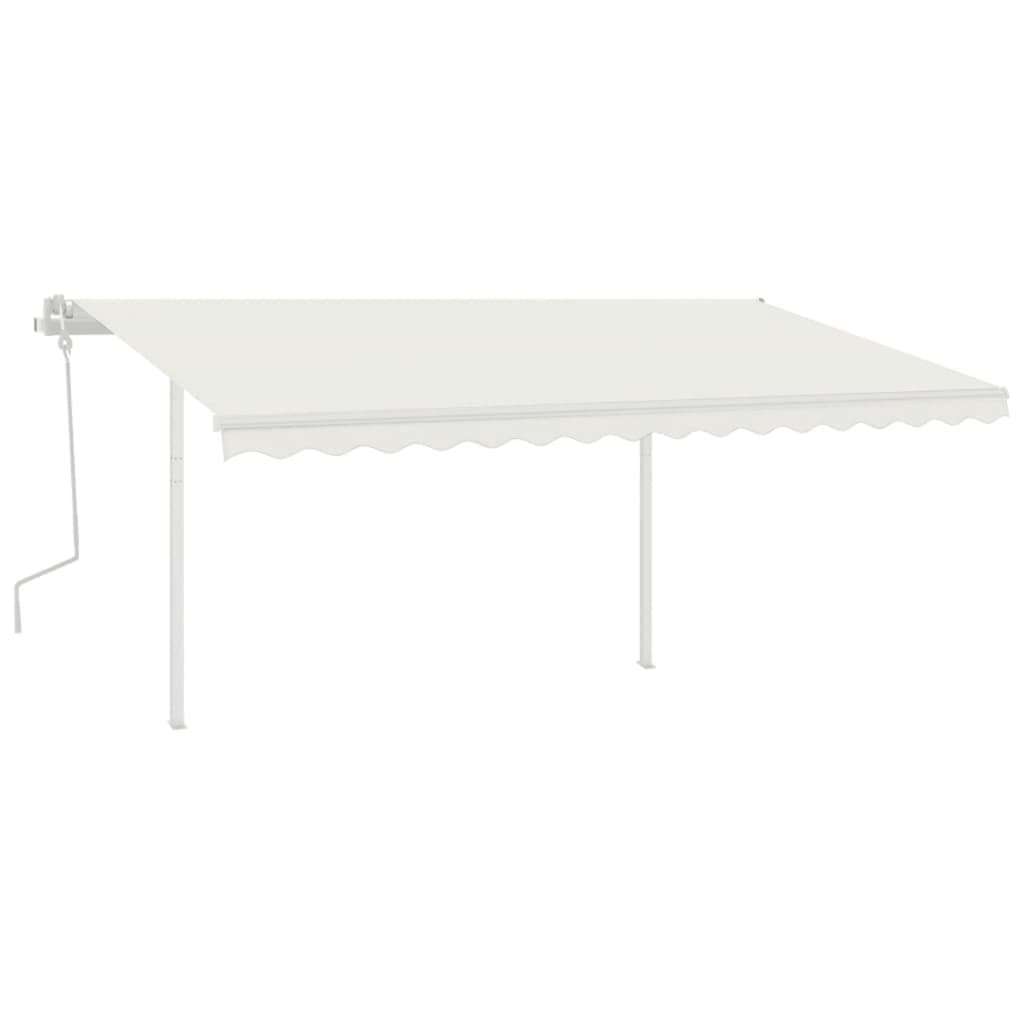 Manual retractable awning with poles 4x3.5 m cream white
