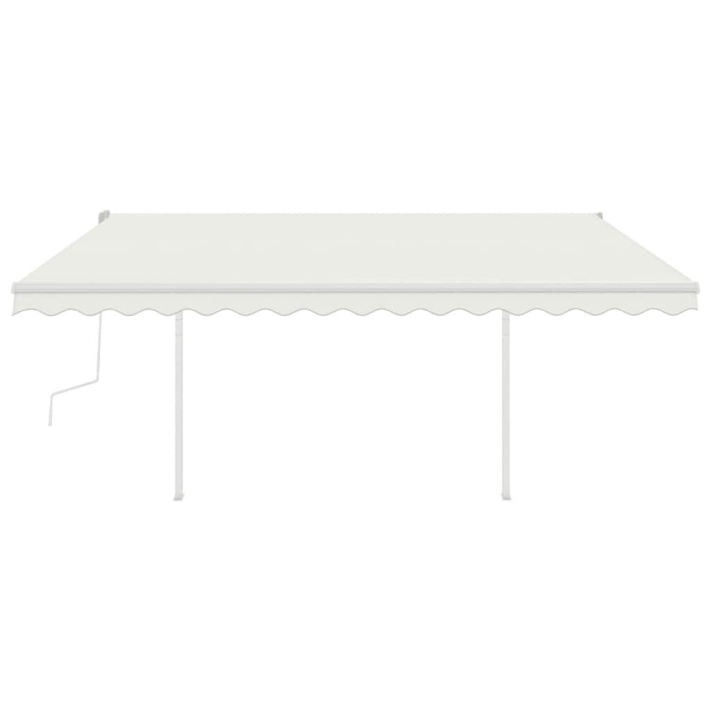 Manual retractable awning with poles 4x3.5 m cream white