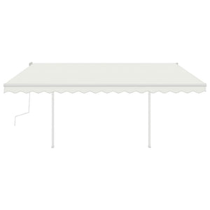 Manual retractable awning with poles 4x3.5 m cream white