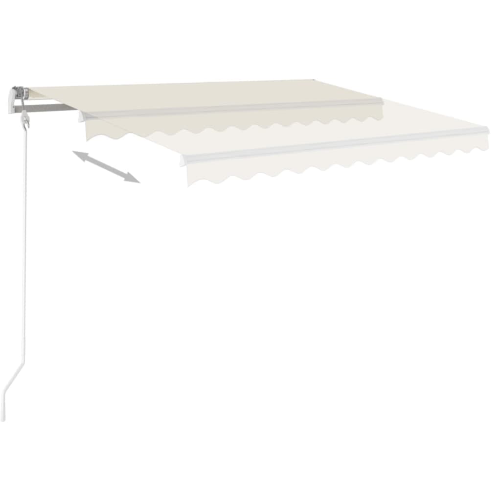 Manual retractable awning with poles 4x3.5 m cream white