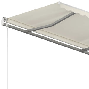 Manual retractable awning with poles 4x3.5 m cream white