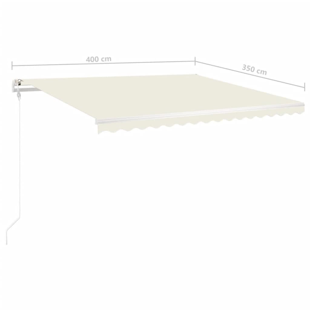 Manual retractable awning with poles 4x3.5 m cream white