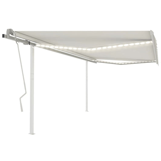 Manual retractable awning with LED 4x3.5 m cream white