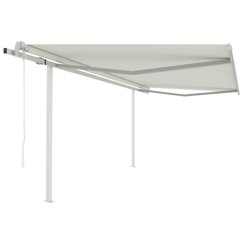 Automatic retractable awning with poles 4x3.5 m cream white
