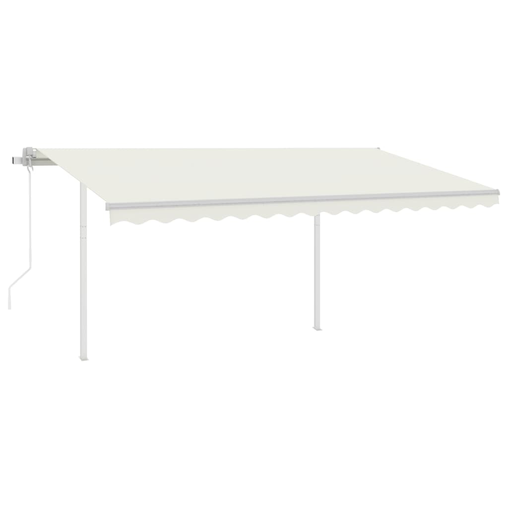 Automatic retractable awning with poles 4x3.5 m cream white