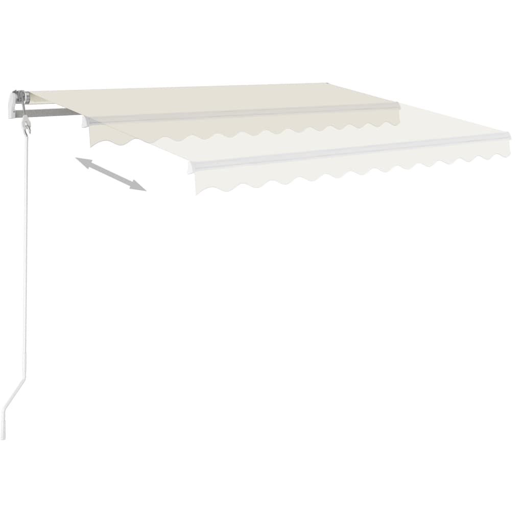Automatic retractable awning with poles 4x3.5 m cream white