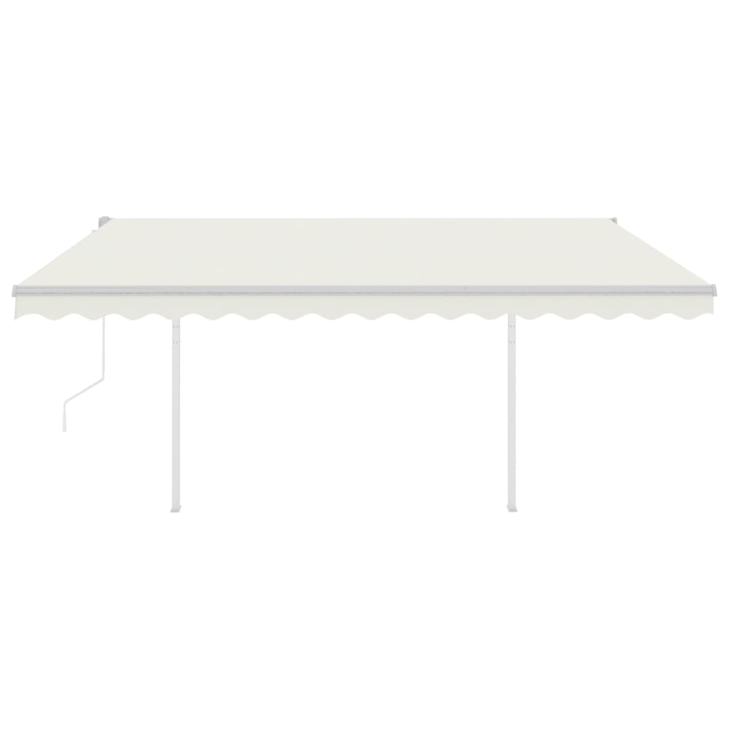 Automatic retractable awning with poles 4x3.5 m cream white