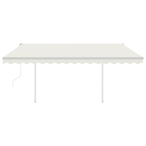 Automatic retractable awning with poles 4x3.5 m cream white