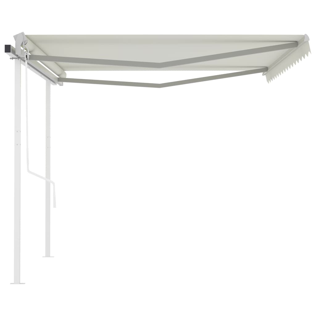 Automatic retractable awning with poles 4x3.5 m cream white