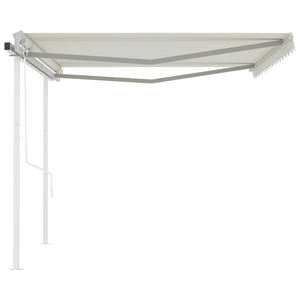 Automatic retractable awning with poles 4x3.5 m cream white