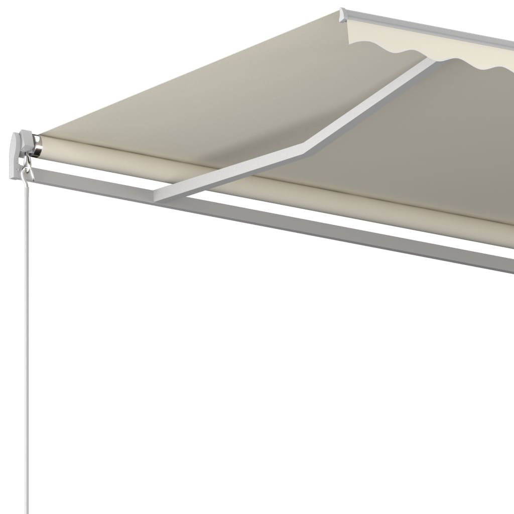 Automatic retractable awning with poles 4x3.5 m cream white