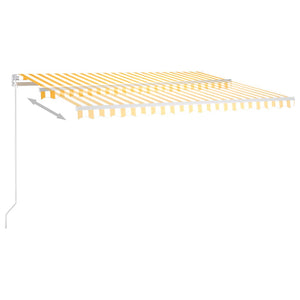 Automatic retractable awning with poles 4x3.5 m yellow and white