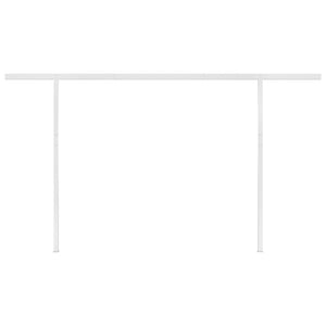 Automatic retractable awning with poles 4x3.5 m yellow and white