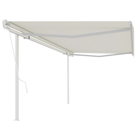 Automatic retractable awning with poles 5x3.5 m cream white