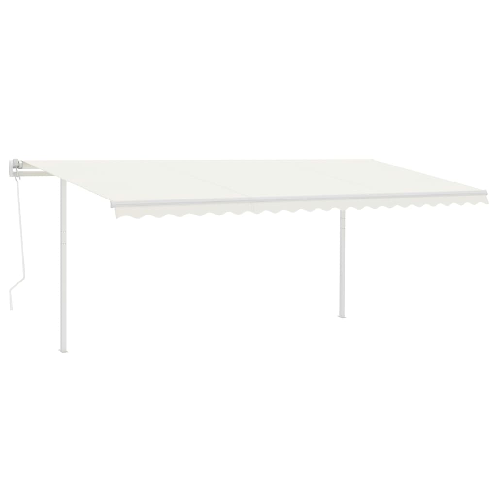 Automatic retractable awning with poles 5x3.5 m cream white