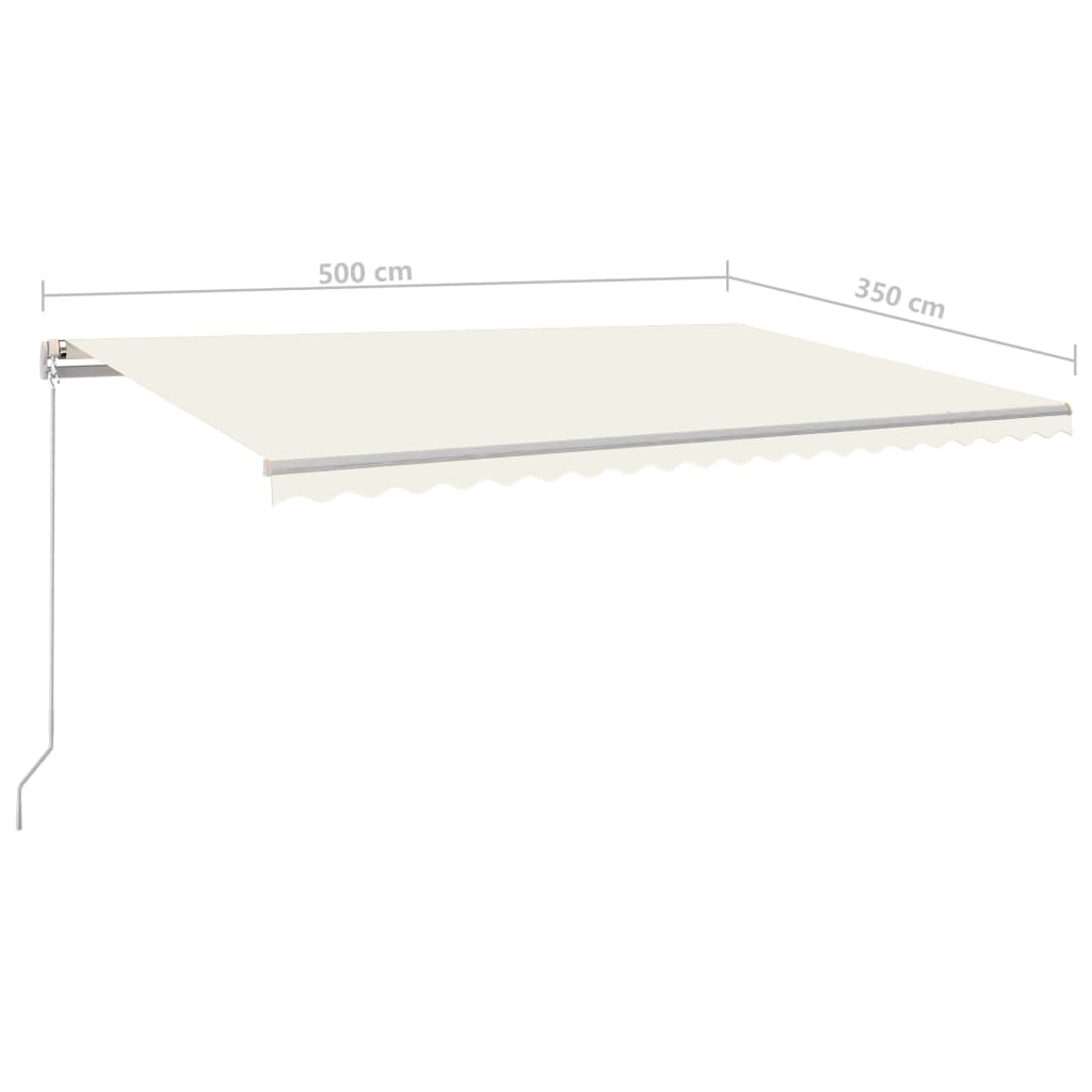 Automatic retractable awning with poles 5x3.5 m cream white