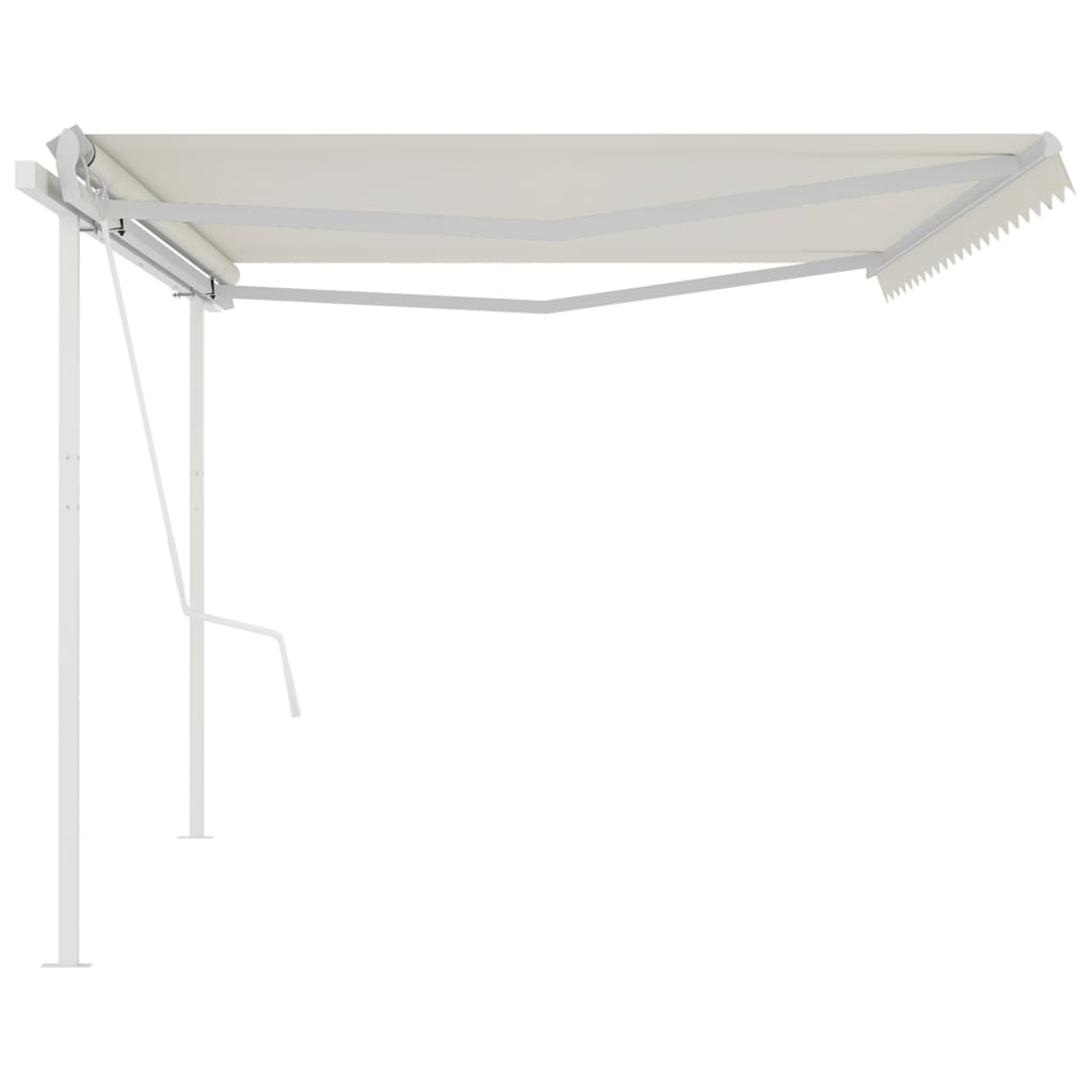 Automatic retractable awning with poles 5x3.5 m cream white
