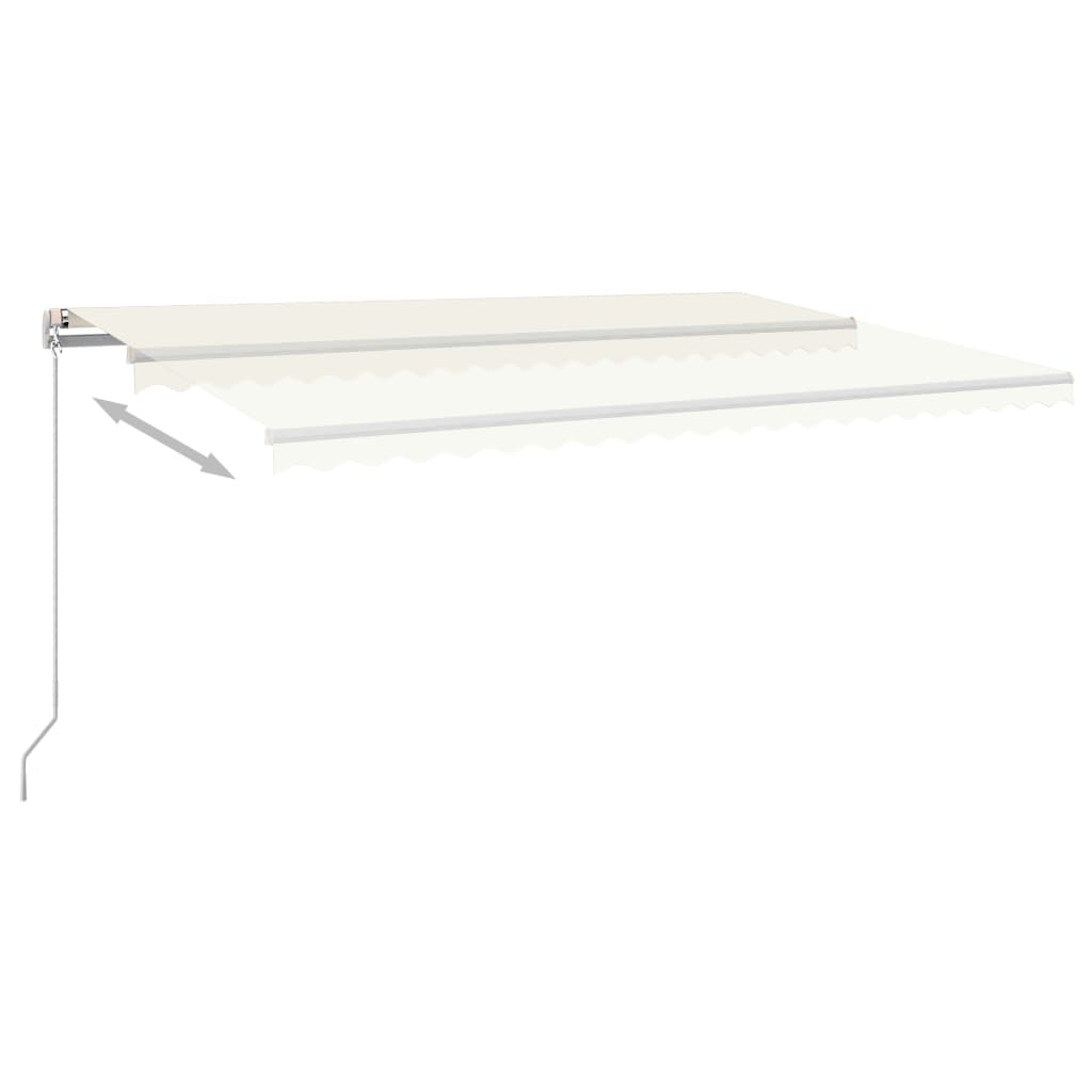 Automatic retractable awning with poles 5x3.5 m cream white