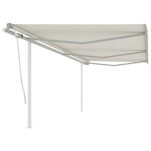 Manual retractable awning with poles 6x3.5 m cream white