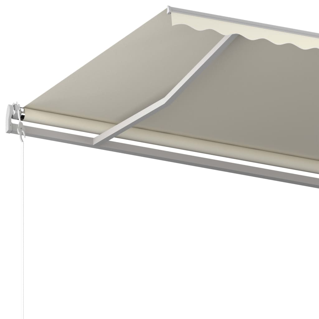 Manual retractable awning with poles 6x3.5 m cream white