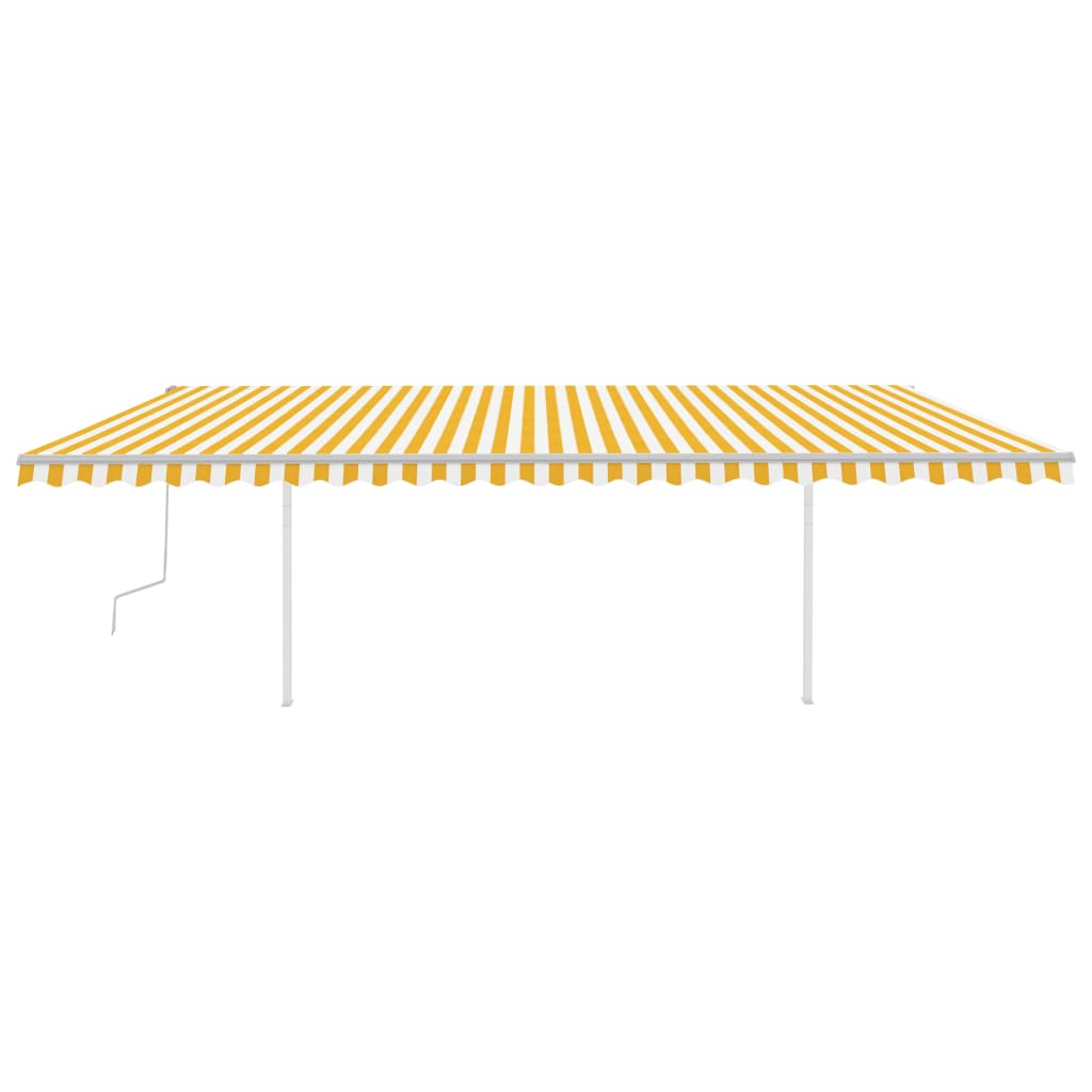 Manual retractable awning with poles 6x3.5 m yellow and white