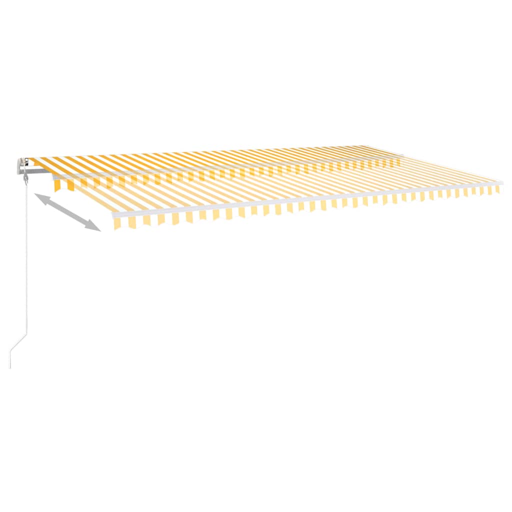 Manual retractable awning with poles 6x3.5 m yellow and white