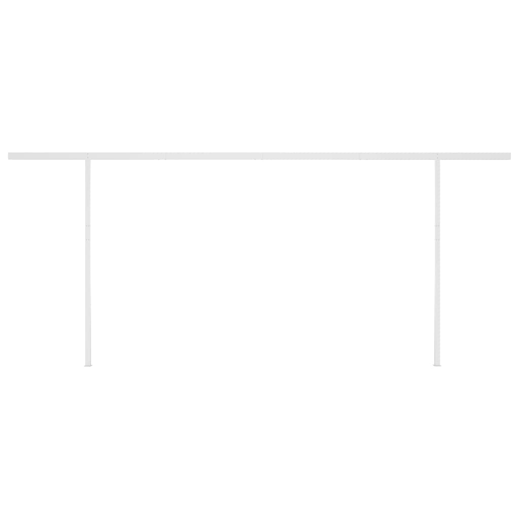 Manual retractable awning with poles 6x3.5 m yellow and white