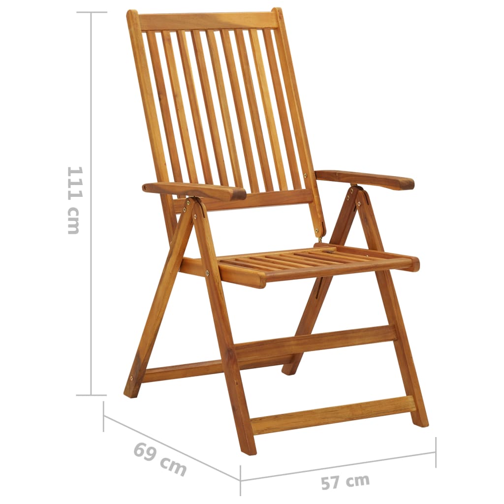 Folding garden chairs with cushions 8 pieces solid acacia wood