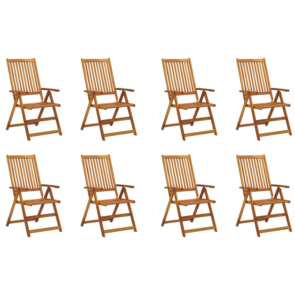 Folding garden chairs with cushions 8 pieces solid acacia wood