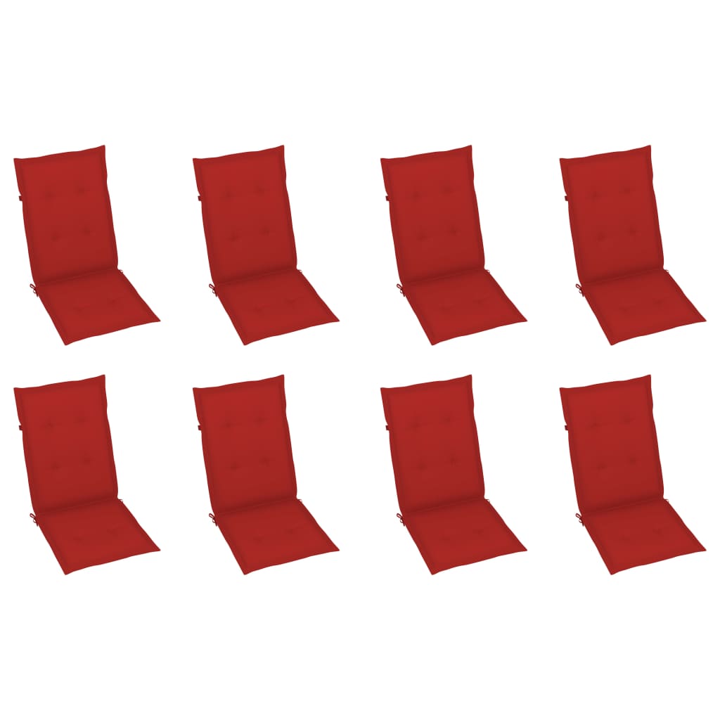 Folding garden chairs with cushions 8 pieces solid acacia wood