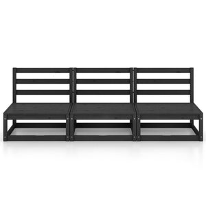 3-seters hagesofa svart heltre furu