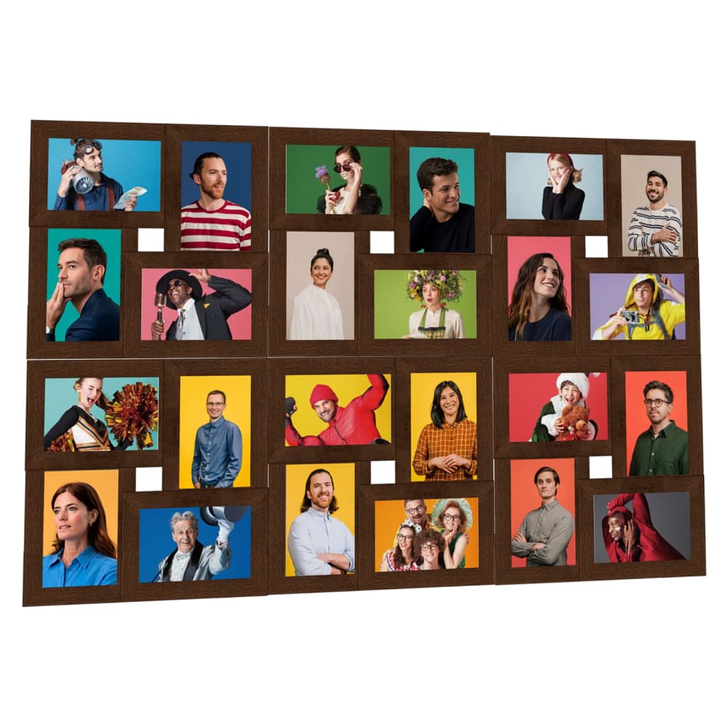 Photo frame collage for 24x (10x15 cm) pictures dark brown MDF