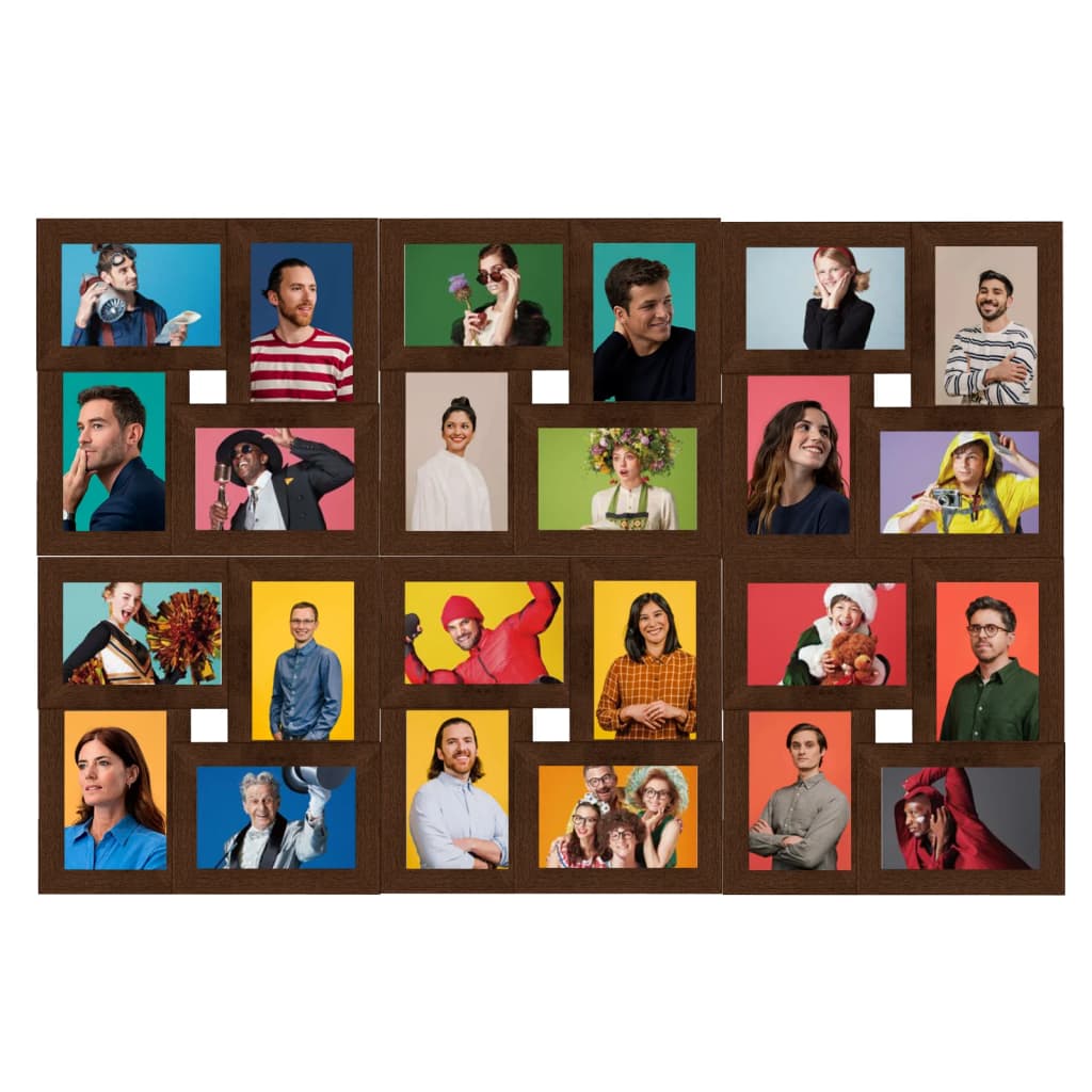 Photo frame collage for 24x (10x15 cm) pictures dark brown MDF