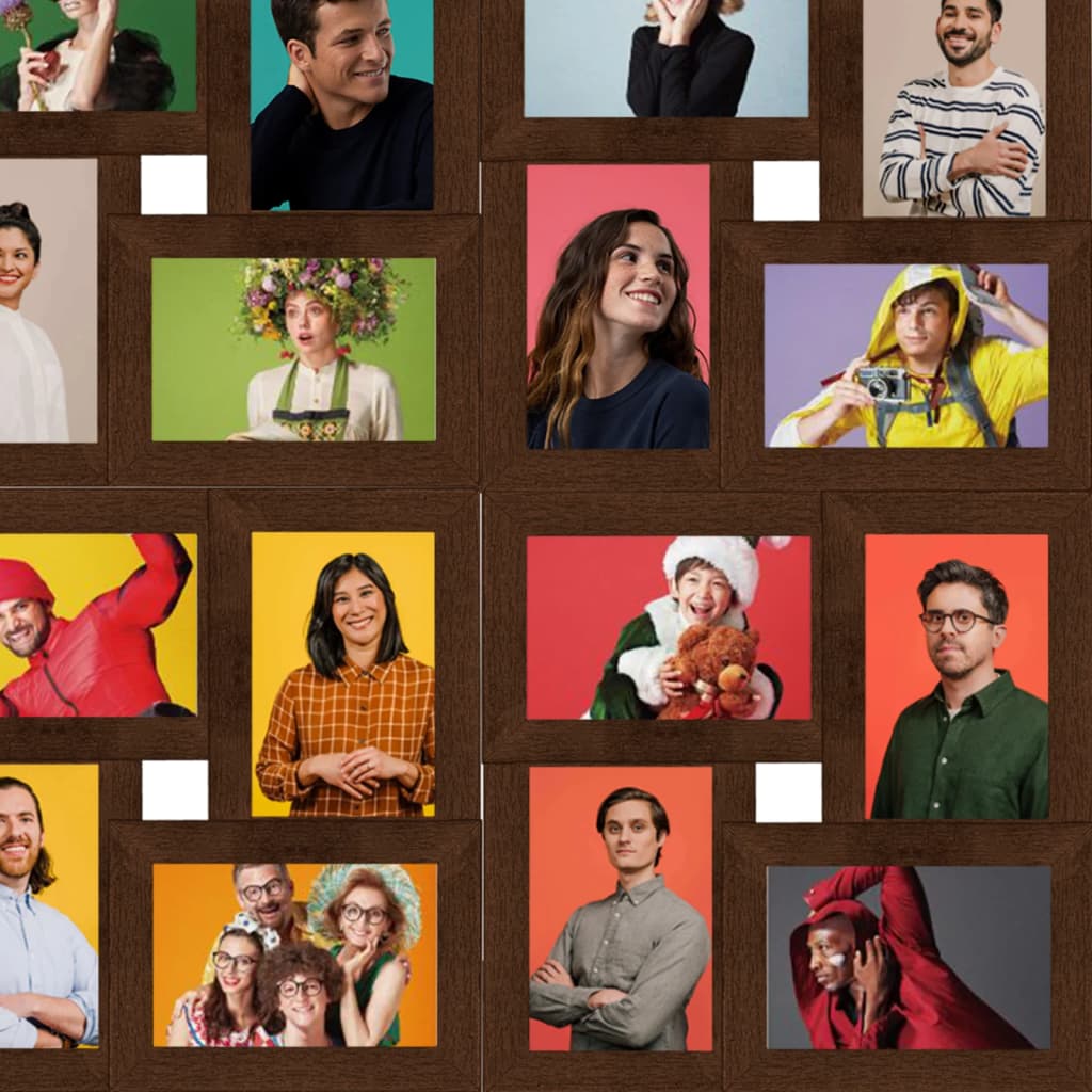Photo frame collage for 24x (10x15 cm) pictures dark brown MDF