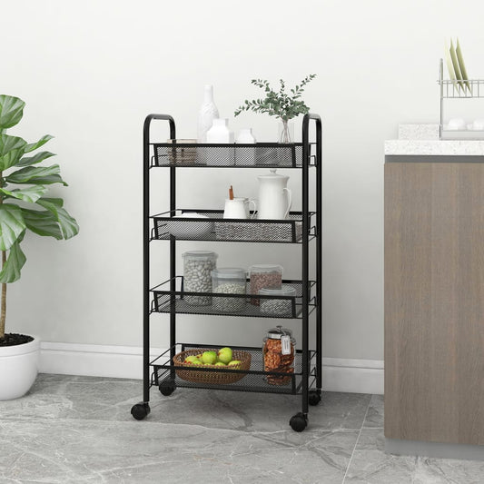 4-tier kitchen trolley black 46x26x85 cm iron