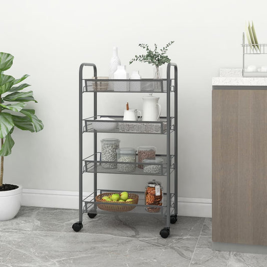 4-tier kitchen trolley gray 46x26x85 cm iron