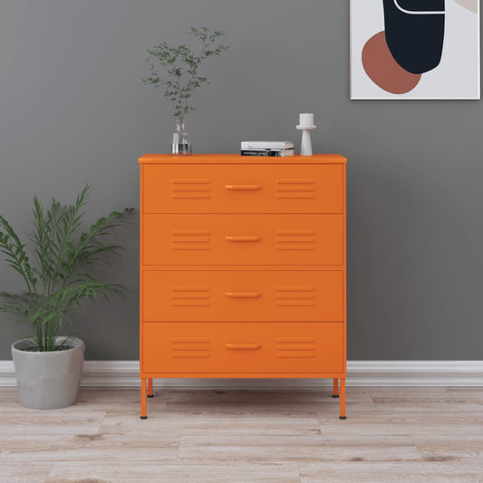 Chest of drawers orange 80x35x101.5 cm steel