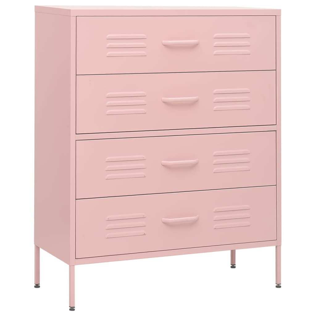 Chest of drawers pink 80x35x101.5 cm steel