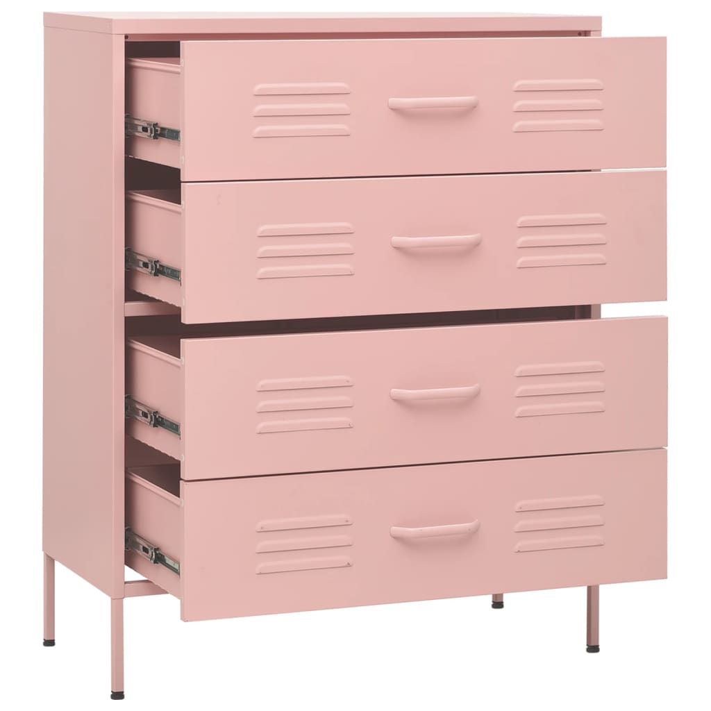 Chest of drawers pink 80x35x101.5 cm steel
