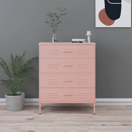 Chest of drawers pink 80x35x101.5 cm steel
