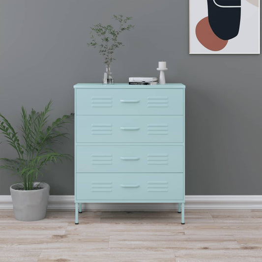 Chest of drawers mint green 80x35x101.5 cm steel