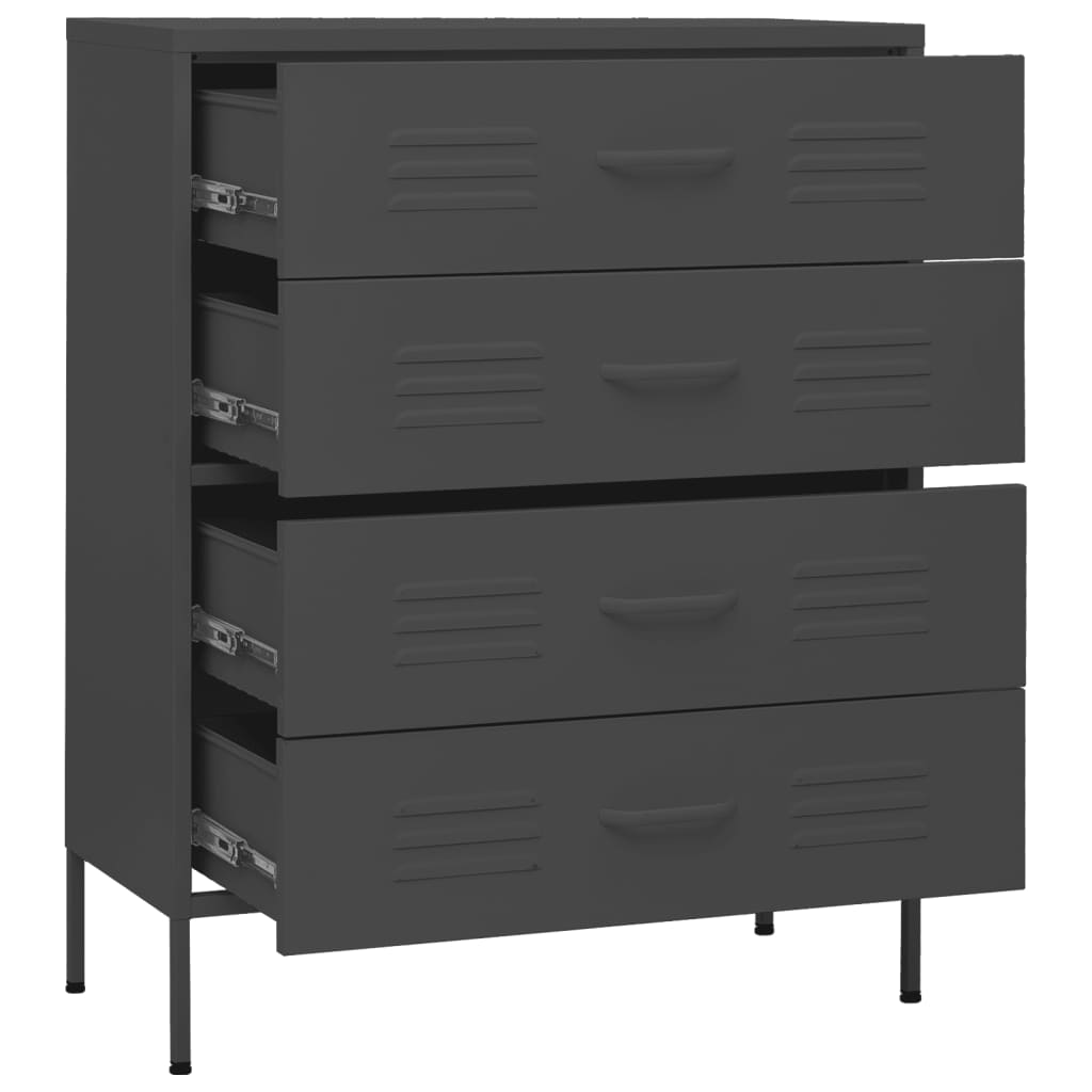 Chest of drawers anthracite 80x35x101.5 cm steel